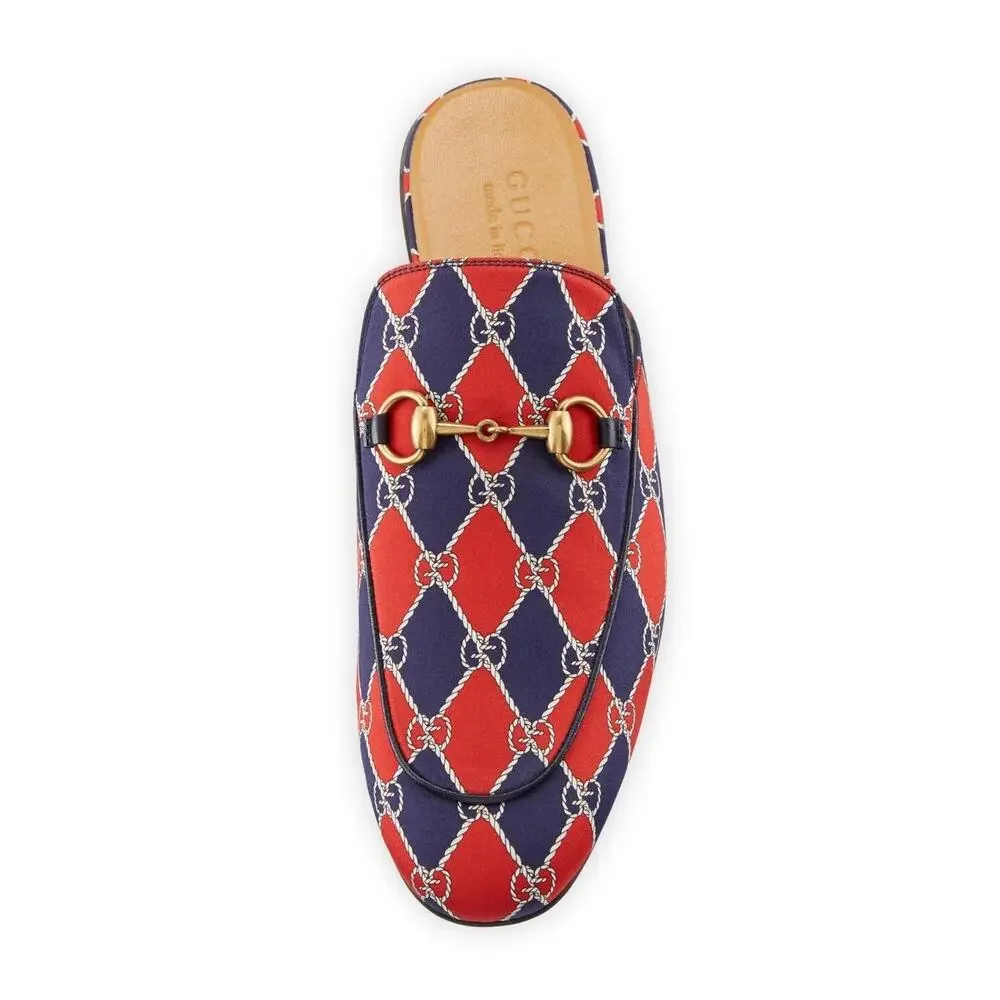 NIB Gucci Princetown Rhombus Chain-Print Horsebit Mules Size 5.5EU/6.5US $790.00